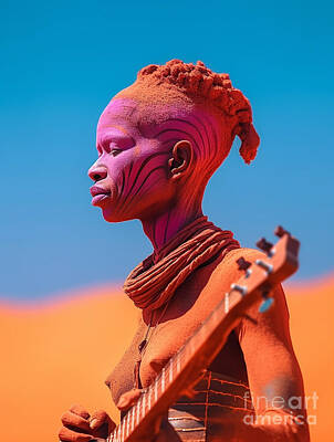 Musicians Royalty-Free and Rights-Managed Images - Musician  from  Himba  Namibia    Surreal  Cinematic  by Asar Studios by Celestial Images