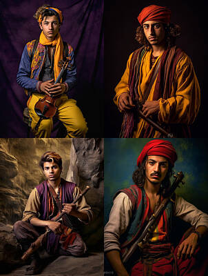 Old Masters Royalty Free Images - Musician  Youth  from  Yazidi  Kurdish  Tribe  Kurdis  eee  de    af  bff, by Asar Studios Royalty-Free Image by Romed Roni