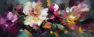 Abstract Flowers Digital Art Royalty Free Images - Mute Floral Royalty-Free Image by Mus Art