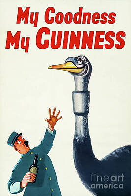 Food And Beverage Drawings - My Goodness My Guiness Beer Poster 1936 by M G Whittingham