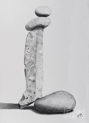 Still Life Drawings - Mystic Cairn 3 by Garry McMichael