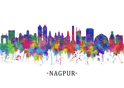 Abstract Skyline Mixed Media - Nagpur Maharashtra Skyline by NextWay Art