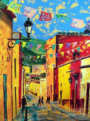 Coy Fish Michael Creese Paintings Rights Managed Images - Narrow street in San Miguel de Allende Guanajuato  Royalty-Free Image by Cristi Fer