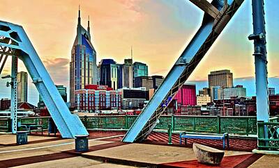 Football Royalty Free Images - Nashville Aglow Royalty-Free Image by Frozen in Time Fine Art Photography