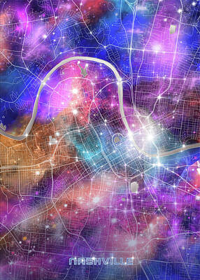 Royalty-Free and Rights-Managed Images - Nashville map galaxy by Bekim M