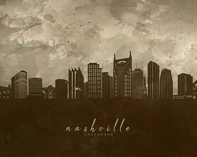 Skylines Digital Art - Nashville Skyline Panorama 4 by Bekim M