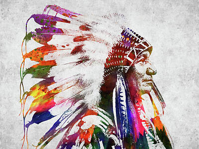 Best Sellers - Landmarks Digital Art - Native American Indian 7 by Mihaela Pater