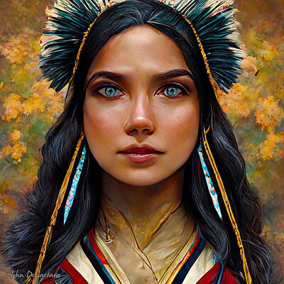 Science Fiction Mixed Media - Native American Princess by John DeGaetano