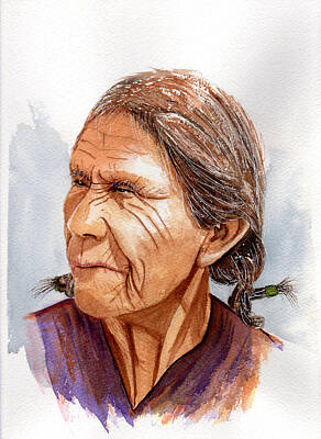 Farm Life Paintings Rob Moline Royalty Free Images - Native American Woman Portrait Royalty-Free Image by Margaret Bucklew