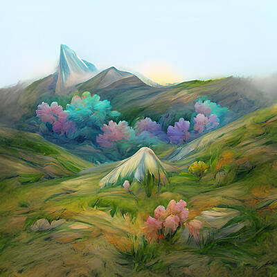Mother And Child Paintings - Nature on the Mountain by Wes Mussato