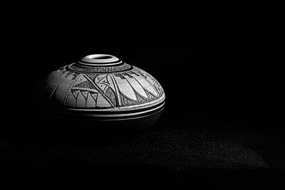 Ira Marcus Royalty-Free and Rights-Managed Images - Navajo Seed Pot - Out of the Darkness BW by Ira Marcus