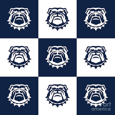 Sports Digital Art - Navy and White Nine Bulldogs Care by College Mascot Designs