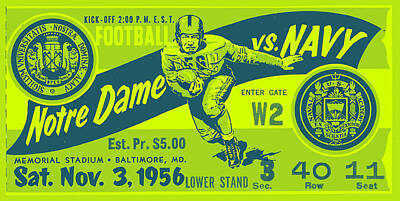 Fight Club Royalty-Free and Rights-Managed Images - Navy vs Notre Dame Ticket Stub by MotionAge Designs