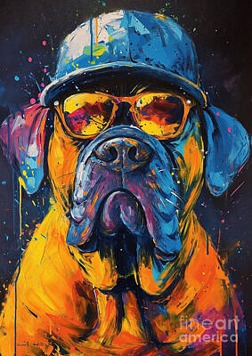 Baseball Paintings - Neapolitan Mastiff pet by Grover Mcclure
