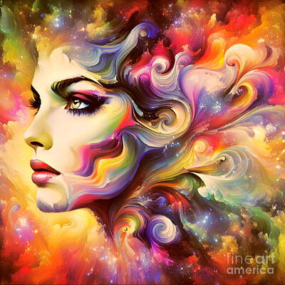 Surrealism Digital Art Rights Managed Images - Nebula of colors that evoke a sense of space and fantasy Royalty-Free Image by ArtAlice
