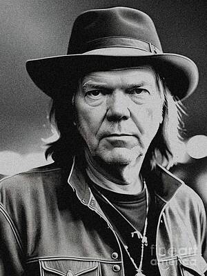 Musicians Digital Art Rights Managed Images - Neil Young, Music Legend Royalty-Free Image by Esoterica Art Agency