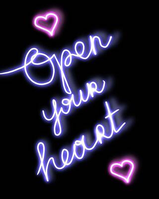 Drawings - Neon Open Your Heart by Masha Batkova
