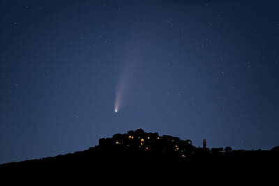 The Modern Lodge - Neowise comet over SantAntonino in Corsica by Jon Ingall