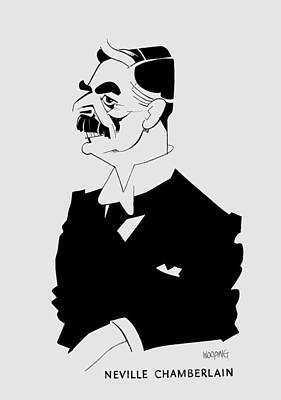 Politicians Drawings Rights Managed Images - Neville Chamberlain Caricature - Circa 1940 Royalty-Free Image by War Is Hell Store