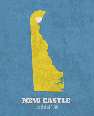 Fantasy Mixed Media - New Castle Delaware City Map Founded 1640 University of Delaware Color Palette by Design Turnpike