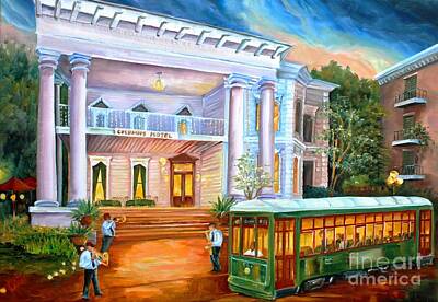 Musicians Paintings - New Orleans Columns Hotel by Diane Millsap