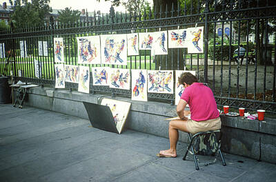 Jazz Photo Royalty Free Images - New Orleans Jazz Painter 1984 using the railings on Jackson Square Royalty-Free Image by Gordon James