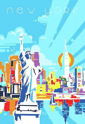 Skylines Digital Art - New York City Modern by Bekim M