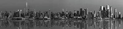 Lilies Royalty Free Images - New York City Westside Panorama BW Royalty-Free Image by Lily Malor