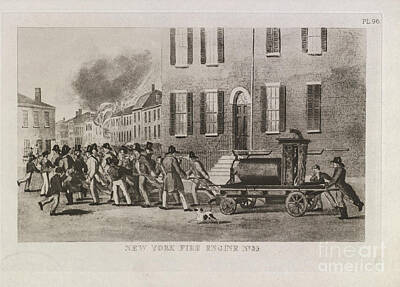 City Scenes Drawings - New York Fire Engine No 34 d2 by Historic Illustrations