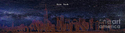 Skylines Digital Art - New York - The Golden City by Chris Bee