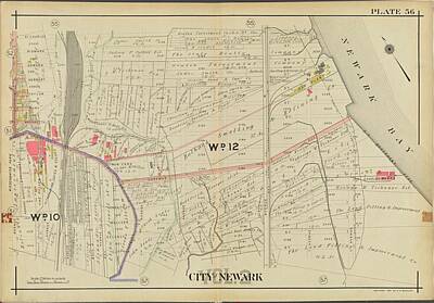 The Who - Newark, V. 2, Double Page Plate No. 56 Map bounded by Newark Bay, Clifford St., Avenue I by Timeless Images Archive