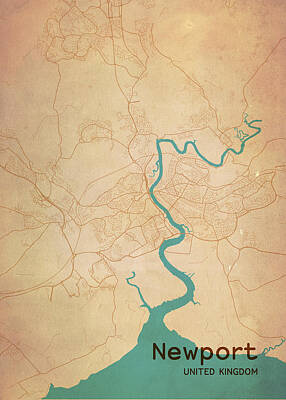 City Scenes Drawings - Newport Pictorialist Map by Lauren Blessinger