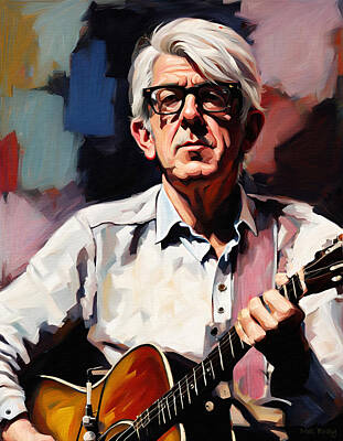 Musicians Mixed Media - Nick Lowe Singer Songwriter by Mal Bray