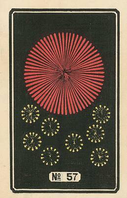 Dainty Chairs Fashions Sketches - Night Fireworks no. 57 1883 Jinta Hirayama Japanese 19th Century by Jinta Hirayama