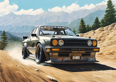 Skylines Mixed Media - Nissan Skyline R31 GTS Classic Charm in Mountain Tranquility by Destiney Sullivan