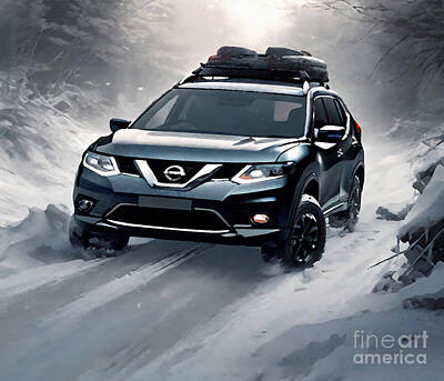 Holiday Mugs 2019 Royalty Free Images - Nissan X Trail Winter 2021 Cars Offroad Royalty-Free Image by Cortez Schinner