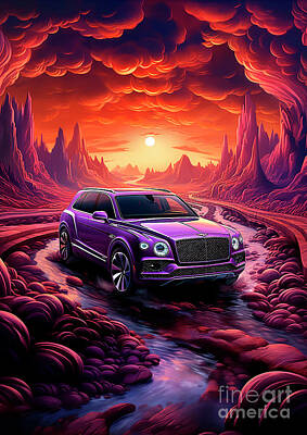 Surrealism Drawings Rights Managed Images - No00639 Bentley Bentayga Royalty-Free Image by Clark Leffler