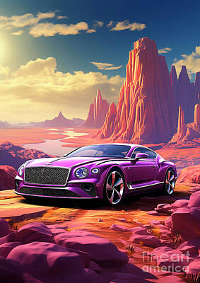 Surrealism Drawings Rights Managed Images - No00659 Bentley Continental GTC Royalty-Free Image by Clark Leffler