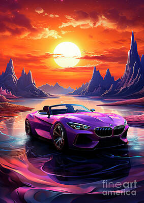 Surrealism Drawings Rights Managed Images - No00707 BMW Z4 Royalty-Free Image by Clark Leffler