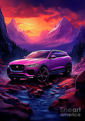 Surrealism Drawings Rights Managed Images - No01151 Jaguar F-PACE Royalty-Free Image by Clark Leffler