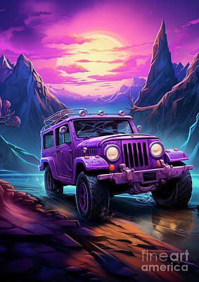 Surrealism Drawings Royalty Free Images - No01223 Jeep Wrangler Unlimited Royalty-Free Image by Clark Leffler