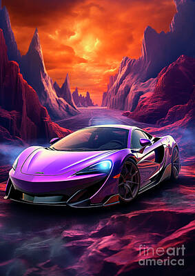 Surrealism Drawings Rights Managed Images - No01439 McLaren 650S Royalty-Free Image by Clark Leffler