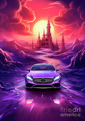 Surrealism Drawings Royalty Free Images - No01467 Mercedes-Benz CLS-Class Royalty-Free Image by Clark Leffler