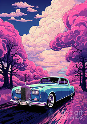Surrealism Drawings Royalty Free Images - No01751 Rolls-Royce Silver Cloud Royalty-Free Image by Clark Leffler