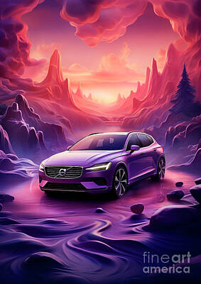 Surrealism Drawings Royalty Free Images - No01987 Volvo V40 Royalty-Free Image by Clark Leffler