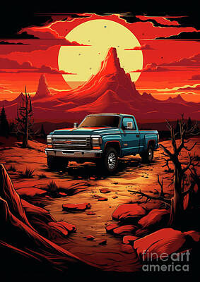 Transportation Drawings - No02147 Retro Ford F-150 cars by Clark Leffler