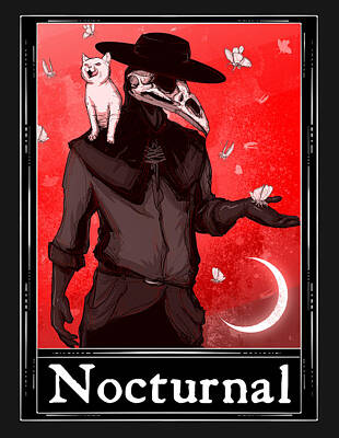 Mammals Drawings - Nocturnal Tarot by Ludwig Van Bacon