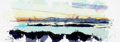 Abstract Skyline Paintings - .Nordic Evening by Celestial Images