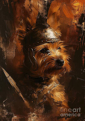Modern Abstraction Pandagunda Rights Managed Images - Norwich Terrier - equipped as a Roman household guardian, small but fierce Royalty-Free Image by Adrien Efren