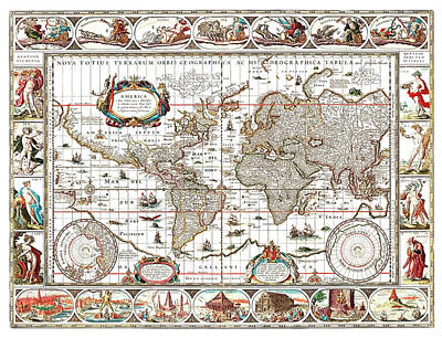 Drawings Rights Managed Images - Nova totius terrarum orbis geographica ac hydrographica tabula Royalty-Free Image by Jan Aertse van den Ende